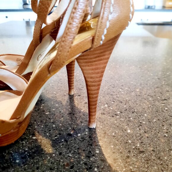 Great Condition Michael Kors Cognac Leather Platform Stilettos, Size 6M - Picture 4 of 9